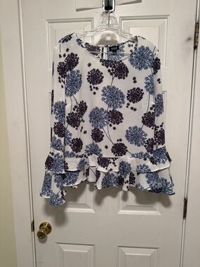 a.n.a White Blouse with Blue and Purple Floral Print